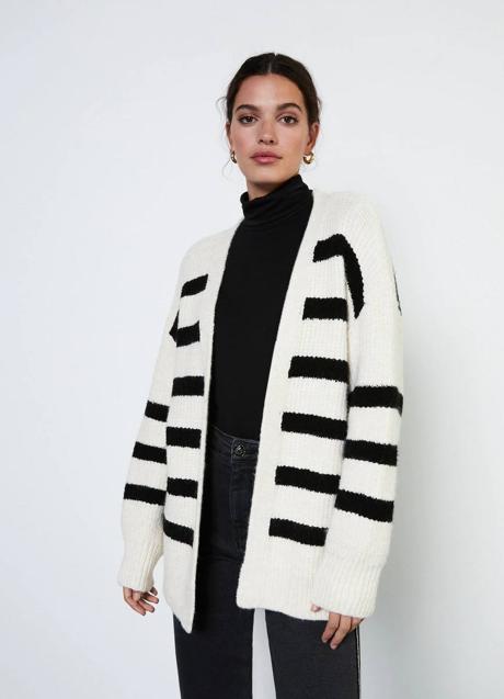 Imagen - Chaqueta de punto abierta con estampado a rayas