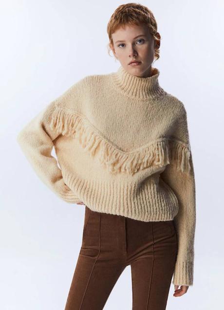 Imagen - Jersey de cuello alto con adorno de flecos