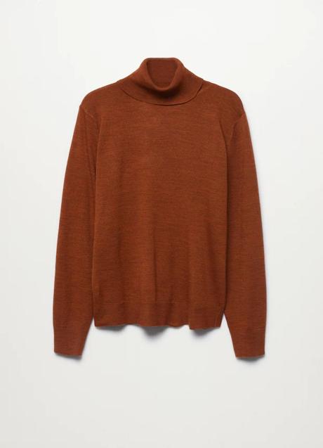 Imagen - Jersey de cuello alto en marrón de Mango Outlet. Foto: Mango Outlet.