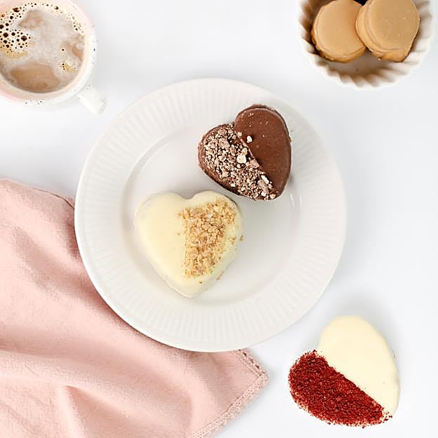 Las tartas corazón de Pepina Pastel, con tres sabores diferentes.