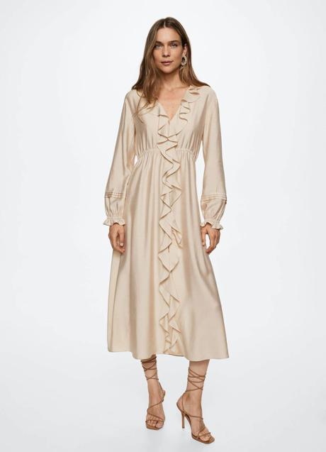 Imagen - Vestido midi con volantes en crudo