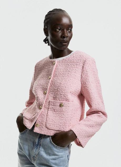 Imagen - Chaqueta en bouclé rosa claro