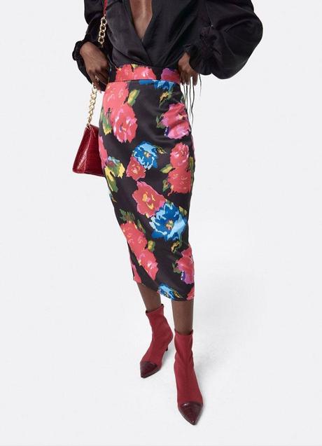 Imagen - Falda midi de tubo con floral print