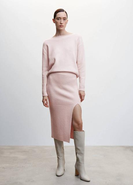 Imagen - Conjunto de punto con jersey y falda soft en rosa bebé