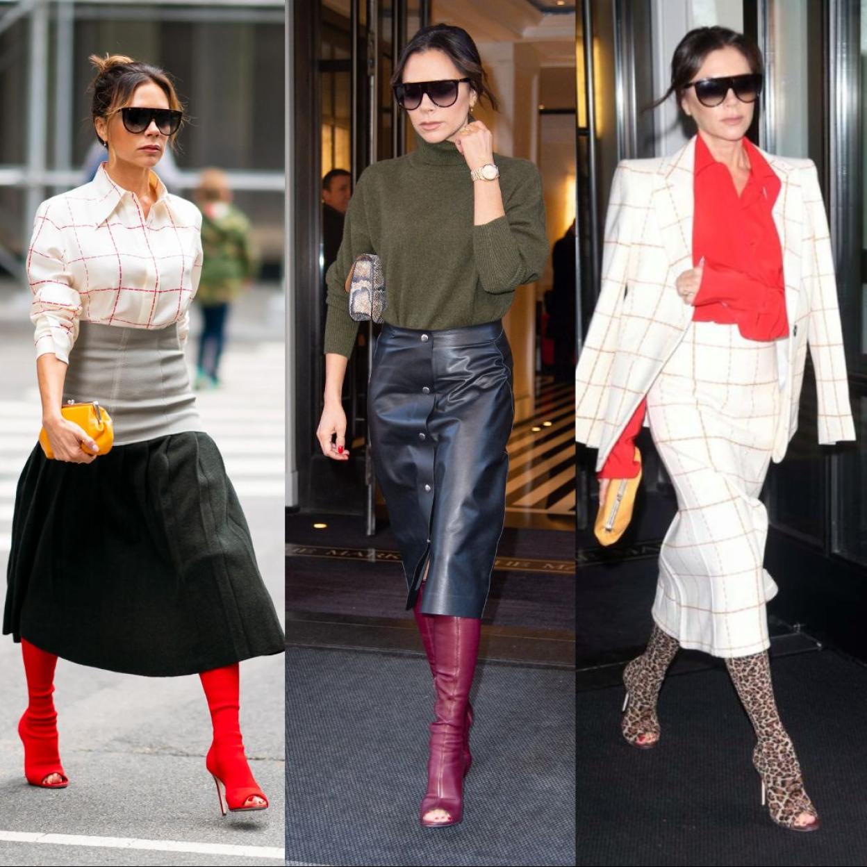 Victoria Beckham con botas abiertas.