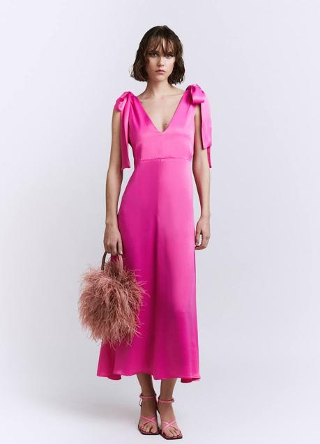 Imagen - Vestido midi con lazos rosa