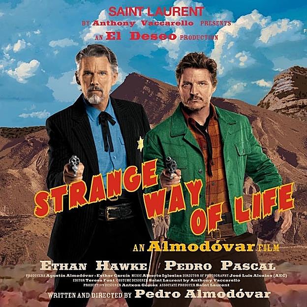 Cartel de Strange way of life, de Pedro Almodóvar, con Pedro Pascal y Ethan Hawke. 