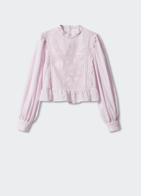 Imagen - Blusa con bordados en rosa pastel de Mango. Foto: Mango.