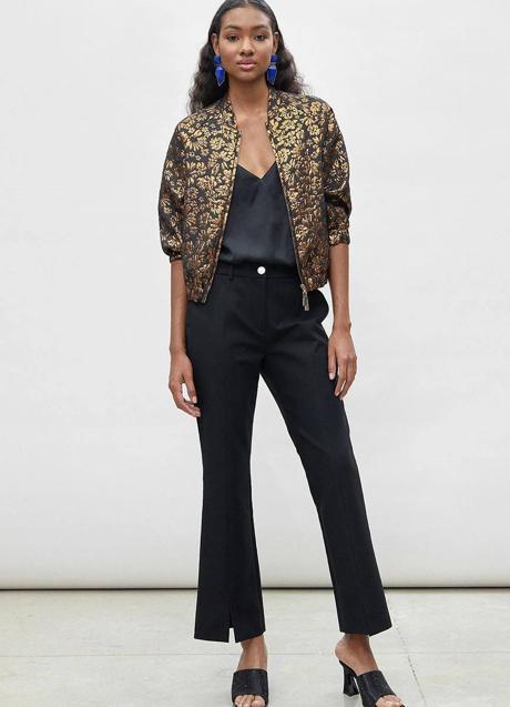 Imagen - Chaqueta bomber con floral print dorado