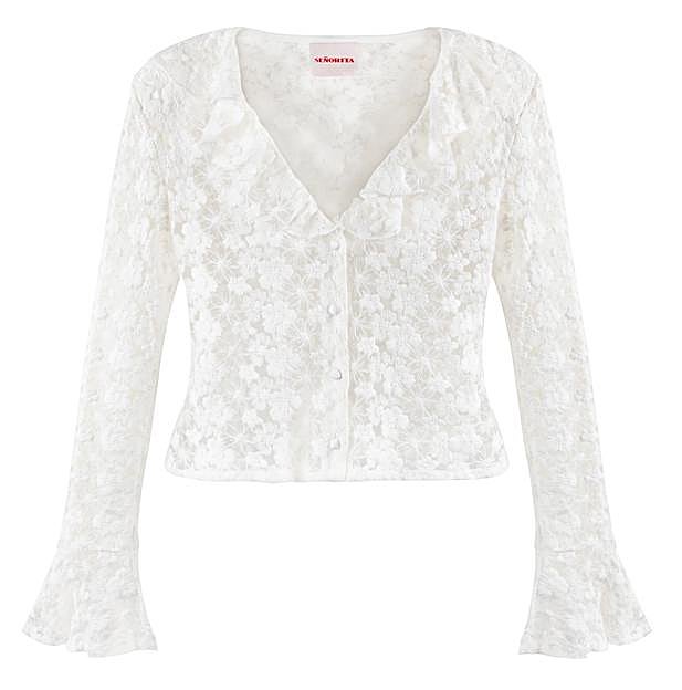 Blusa de volantes en color blanco de Señorita Collection (250 euros).