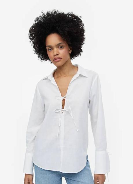 Imagen - Blusa de lino con lazadas