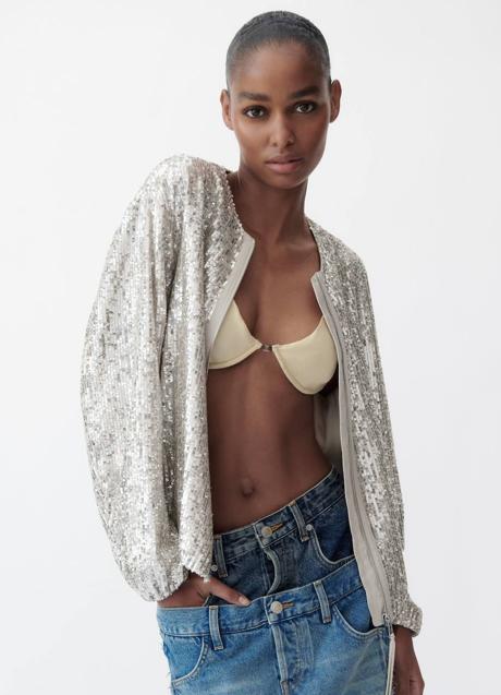 Imagen - Bomber de lentejuelas plateadas