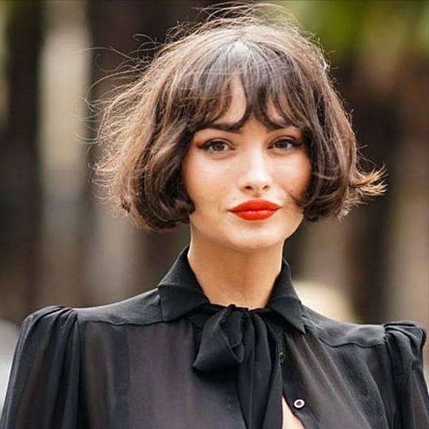 Corte corto de pelo fino estilo french bob
