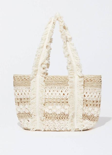 Imagen - Capazo de paja con detalles de flecos