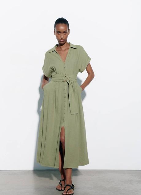 Imagen - Vestido khaki camisero con cinturón