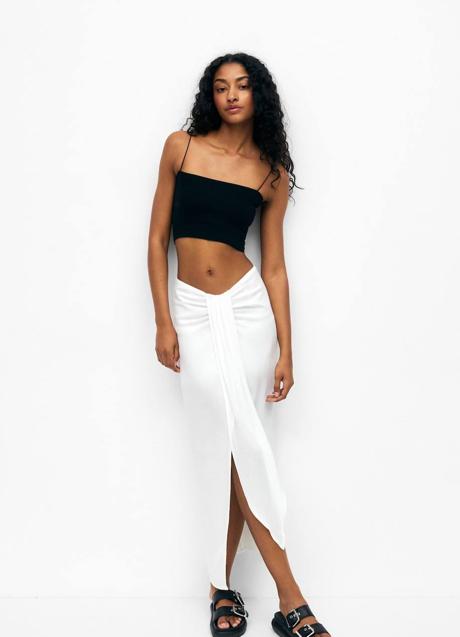 Imagen - Falda midi estilo pareo color blanco