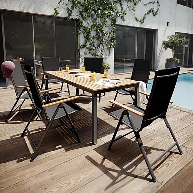 Mesa de aluminio y madera eucalipto NATERIAL Oris