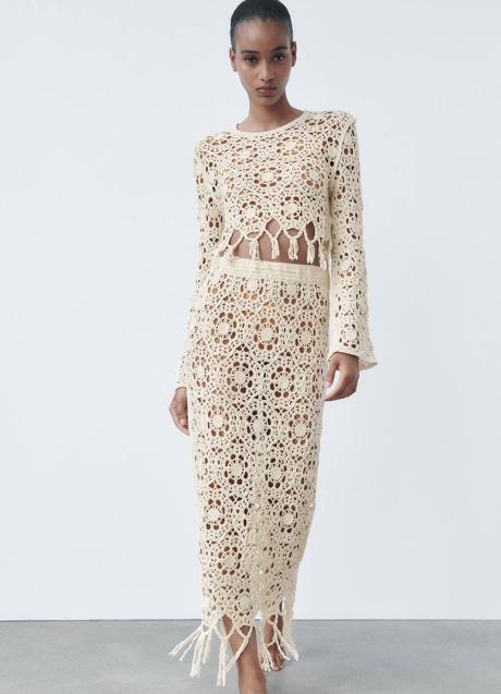 Imagen - Falda larga de crochet con flecos
