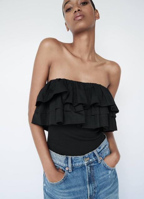 Imagen - Top con escote palabra de honor adornado por volantes