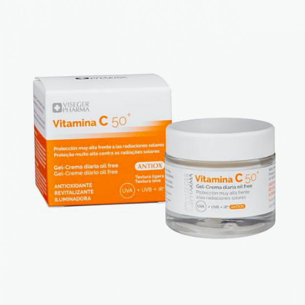 Crema facial con vitamina C y SPF50.