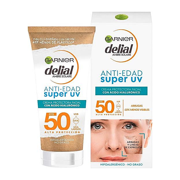 Protector solar antiedad con ácido hialurónico de Garnier