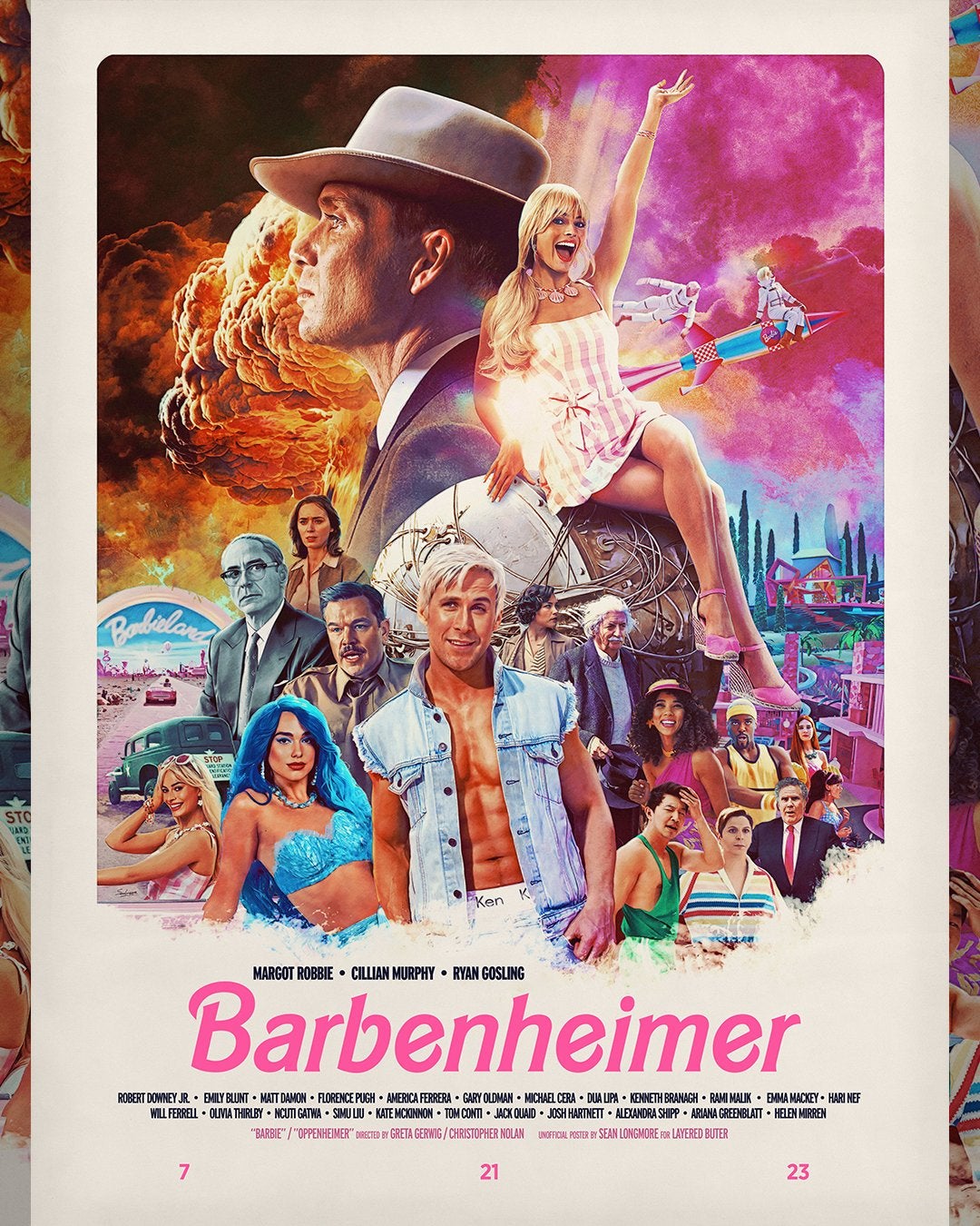 El poster de Barbenheimer creado por el artista Sean Longmore que se ha hecho viral. 