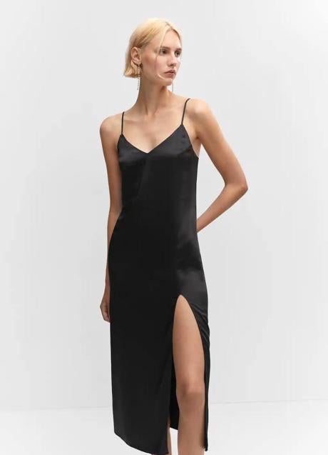 Imagen - Vestido satinado negro estilo lencero