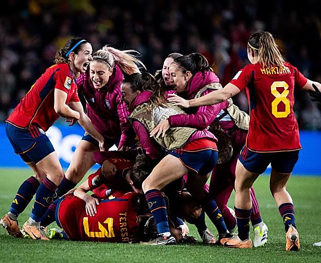 Así celebró la victoria la selección española.