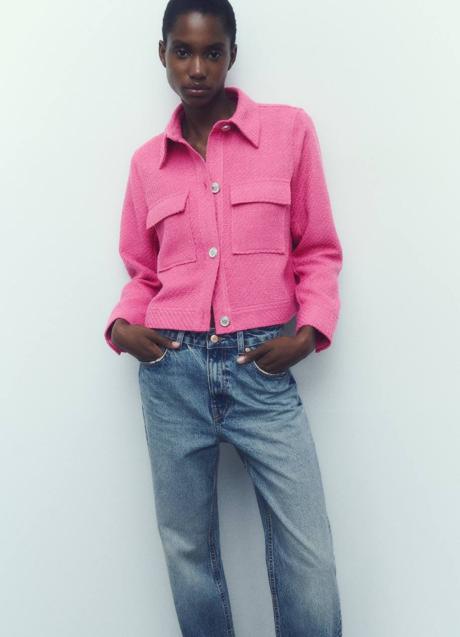 Imagen - Chaqueta rosa en tejido de tweed