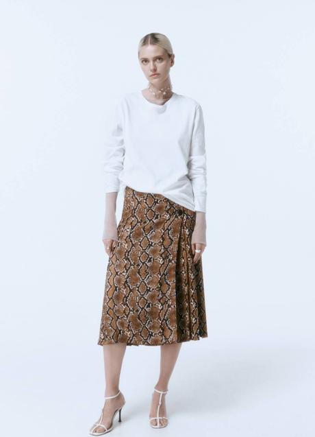 Imagen - Falda midi de tablas en animal print