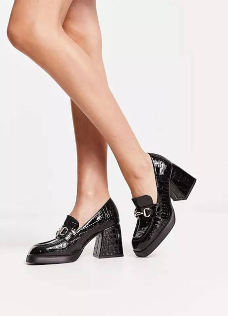 Imagen - Mocasines de tacón en tejido efecto piel de cocodrilo