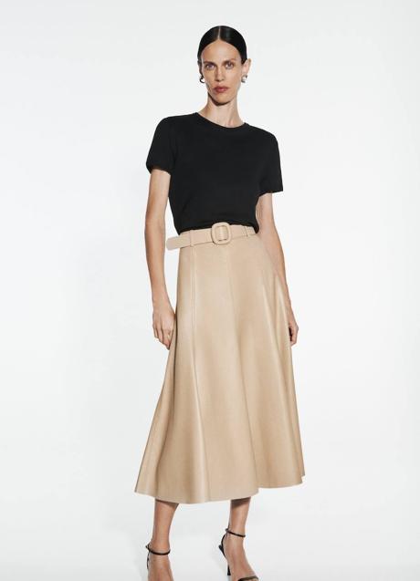 Imagen - Falda efecto piel midi en color nude