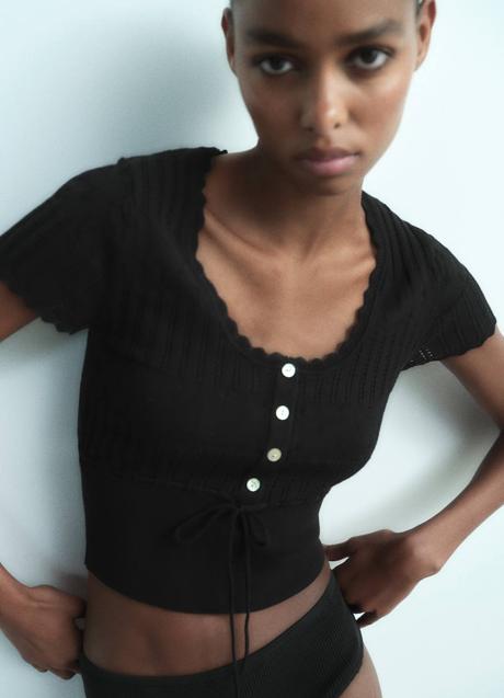 Imagen - Jersey de manga corta en punto pointelle