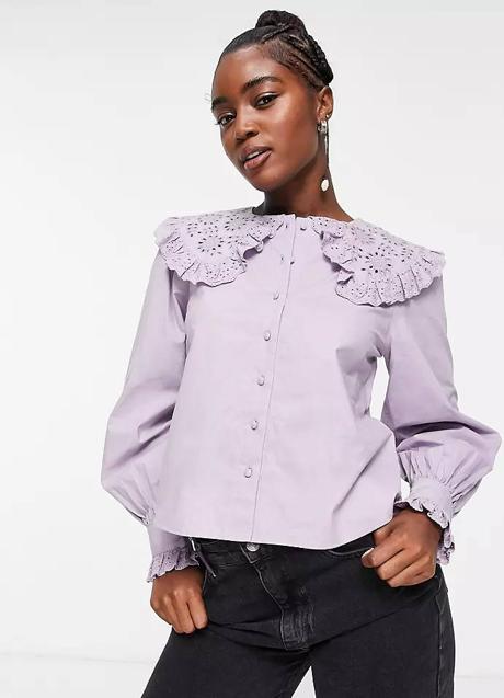 Imagen - Blusa de cuello bobo en tono lila