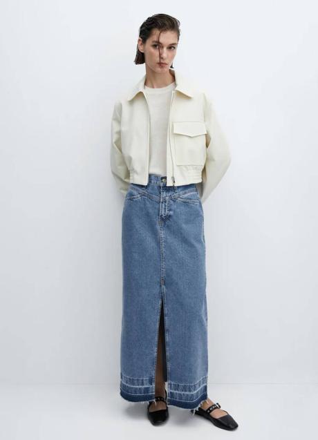 Imagen - Falda vaquera midi con bajo desflecado