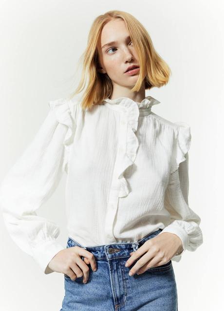 Imagen - Blusa romántica color blanco en tejido cómodo