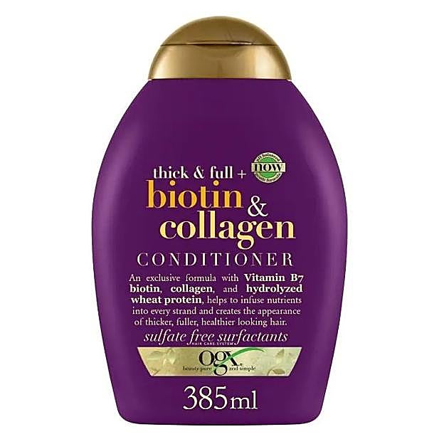 Acondicionador Biotina y Colágeno Volumen de OGX.