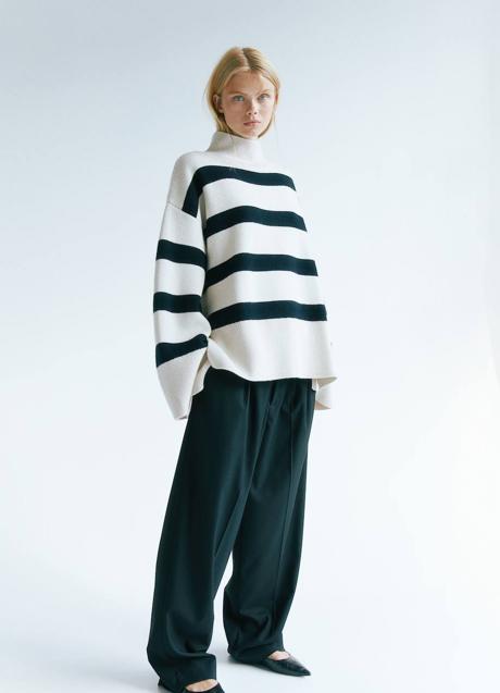 Imagen - Jersey de rayas oversize con cuello alto