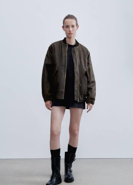 Imagen - Bomber en tejido de piel envejecida