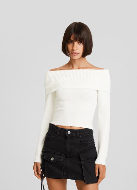 Imagen - Jersey con hombros descubiertos de Bershka, 22,99 euros.