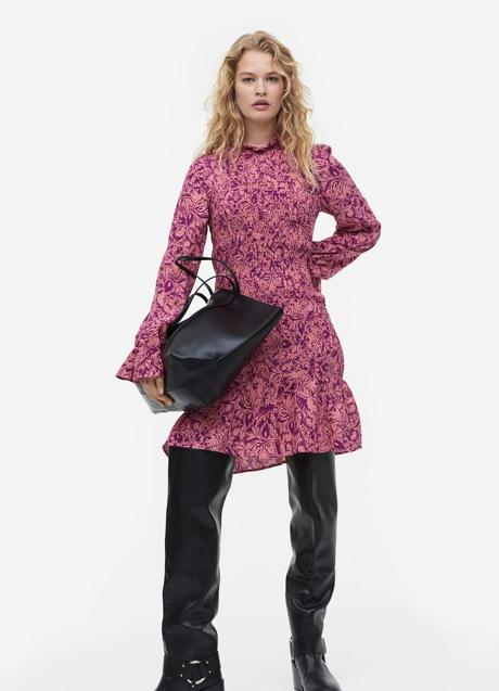 Imagen - Vestido de flores con elástico nido de abeja