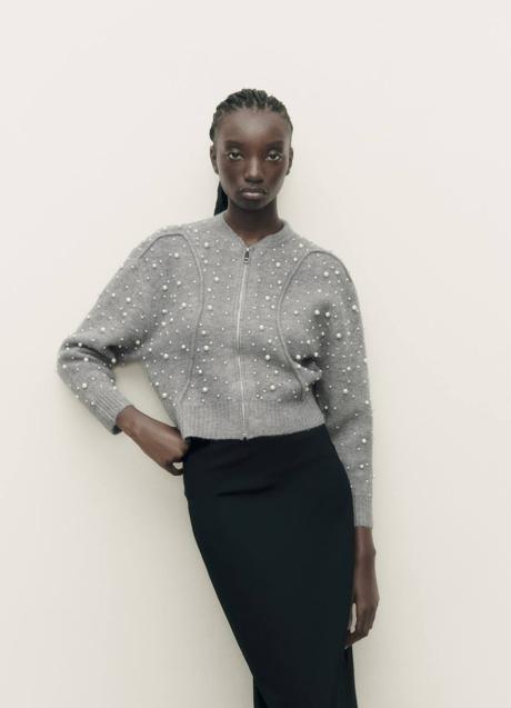 Imagen - Chaqueta de punto bomber con perlas
