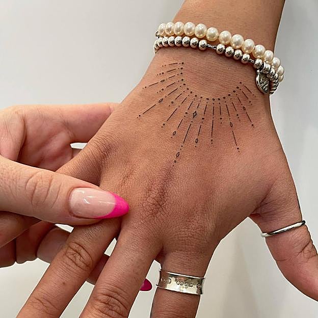 Tatuajes en la mano para mujer tipo fine line
