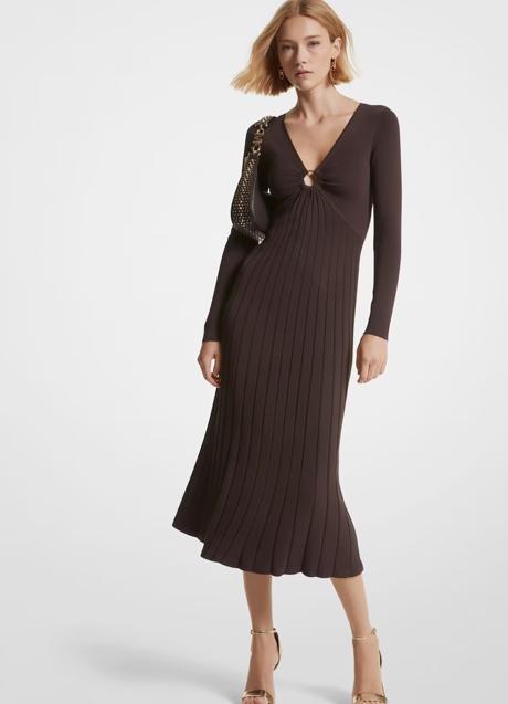 Imagen - Vestido marrón con pliegues de Michael Kors, 395 euros.