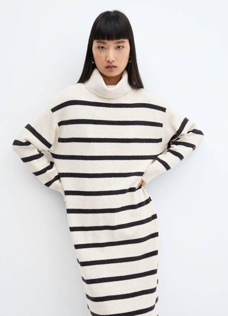 Imagen - Vestido con cuello alto en estampado de rayas