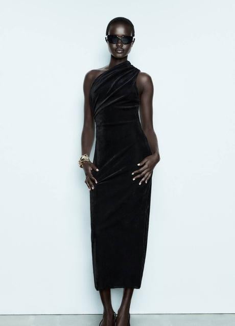 Imagen - Vestido de terciopelo con escote asimétrico