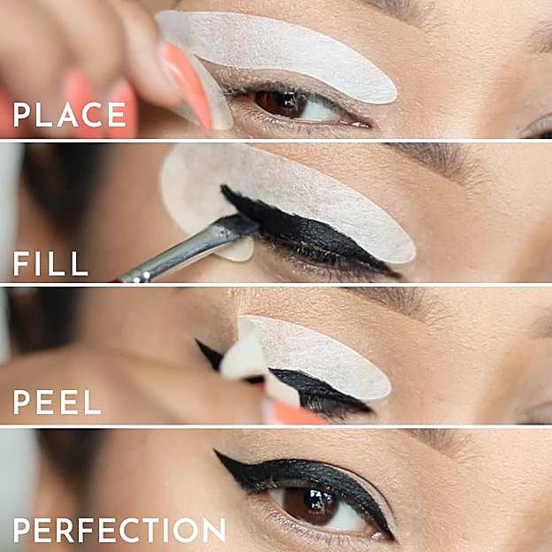 Explicación del uso de las plantillas para eyeliner adhesivas