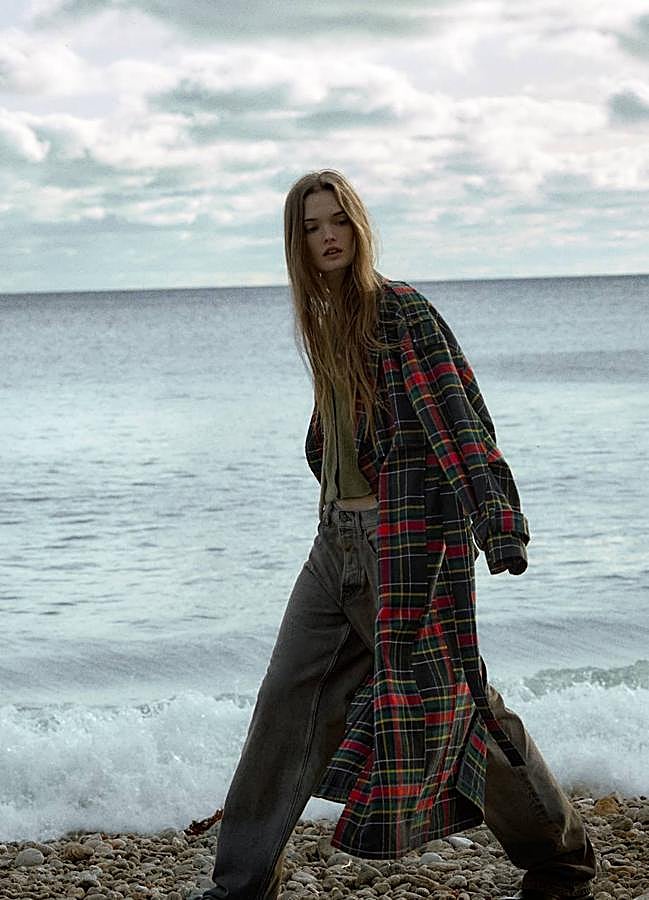 Imagen - Abrigo con estampado de cuadros tipo trench