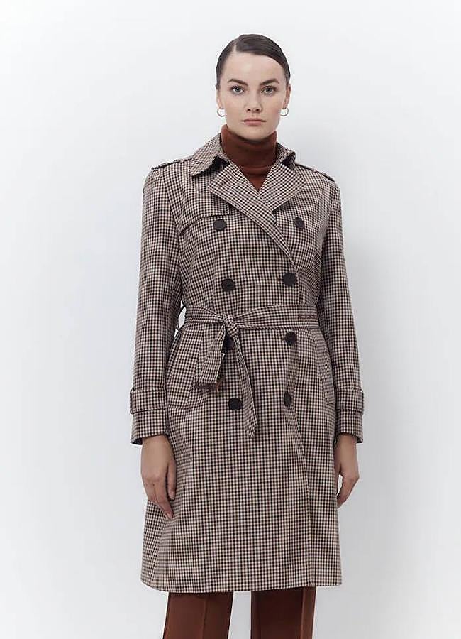 Imagen - Abrigo de cuadros con cinturón