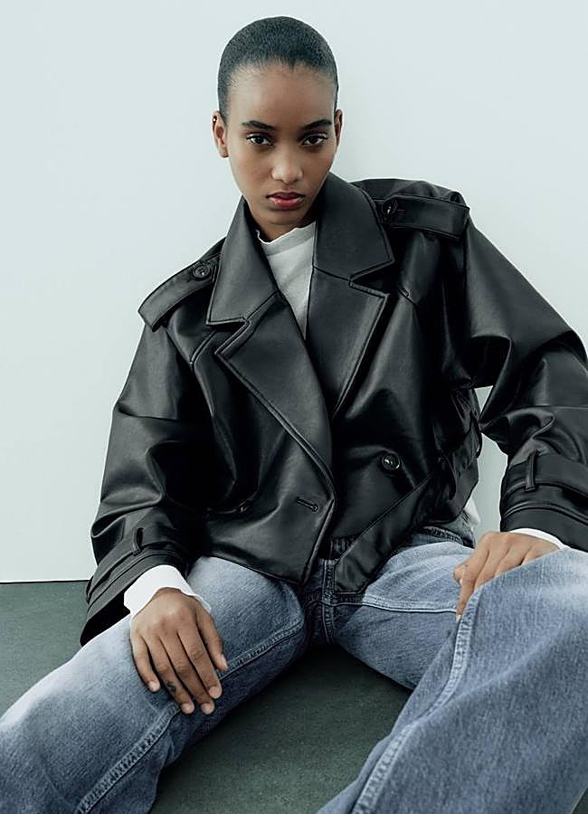 Imagen - Chaqueta efecto cuero estilo gabardina corta